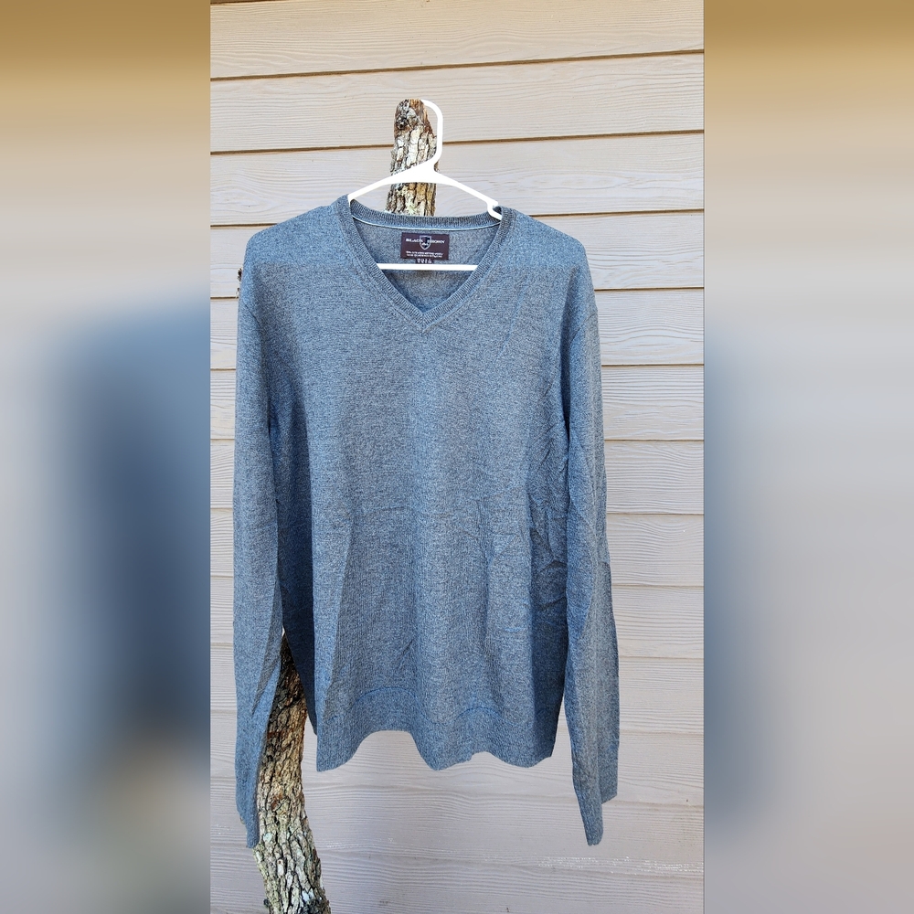 Men's Gray 100% Extra Fine Italian Merino Wool Sweater